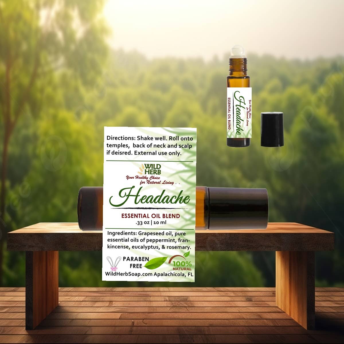 Aurojas - category - Natural Headache Relief Roller Bottle Essential Oils - 