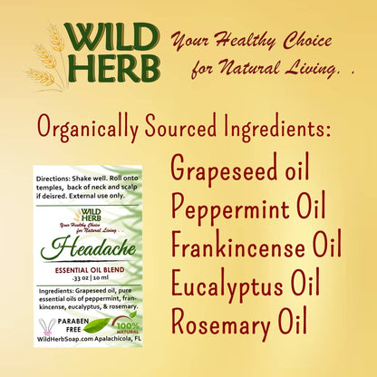 Aurojas - category - Natural Headache Relief Roller Bottle Essential Oils - 